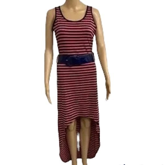 Connection 18 High Low Dress. Coral/Blue Stripes. Medium. Cute. Comfy. - Picture 1 of 11